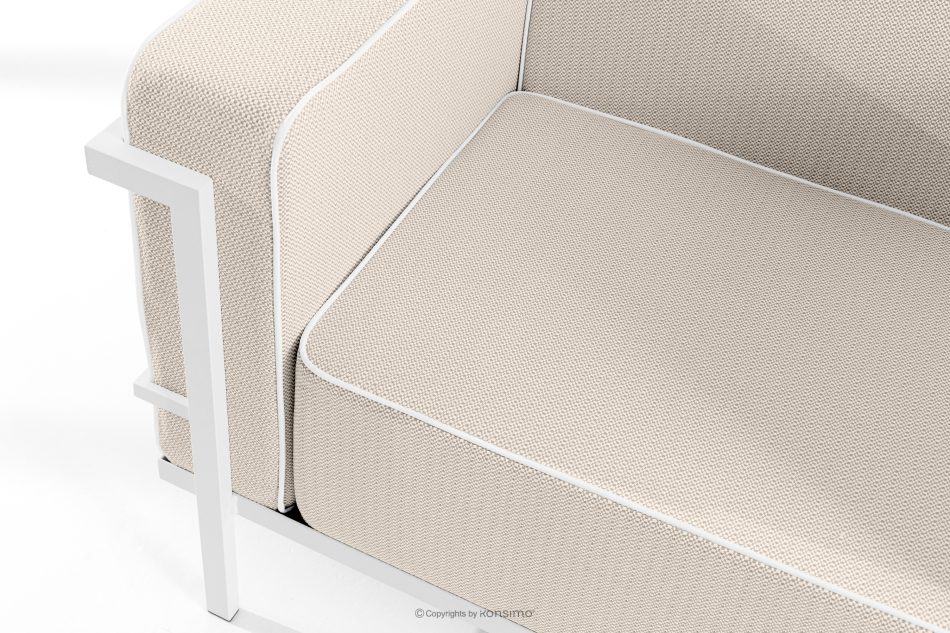 TRIGLO Modernes Gartensofa 3 auf Metallbeinen weiß/dunkelbeige/weiß weiß/dunkelbeige/weiß - Foto 4