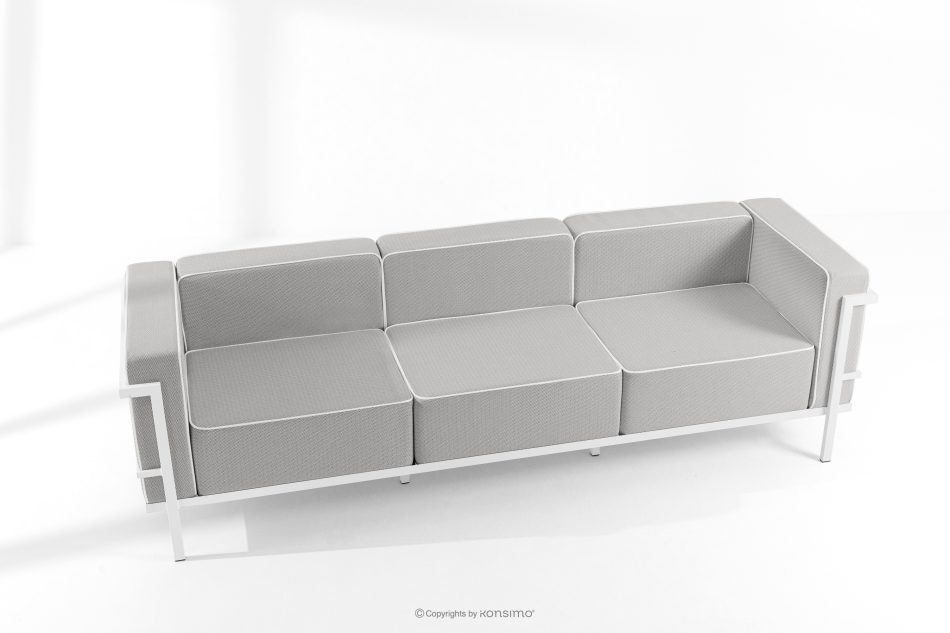 TRIGLO Modernes Gartensofa 3 auf Metallbeinen weiß/dunkelgrau/weiß weiß/dunkelgrau/weiß - Foto 1