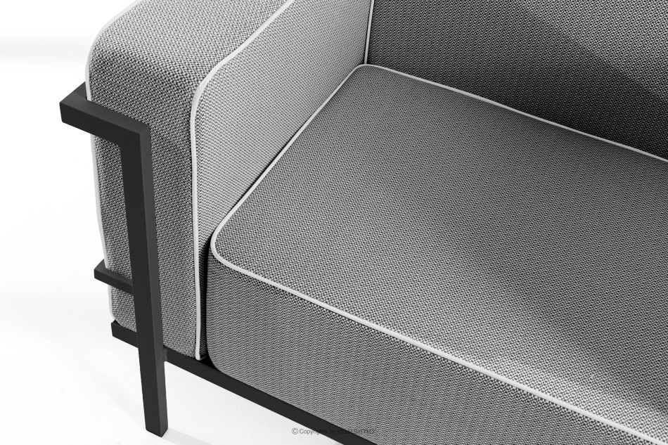 TRIGLO Gartenmöbel-Set 2x Sessel, Zweisitzer-Sofa, Tisch dunkelgrau/schwarz/weiß dunkelgrau/schwarz/weiß - Foto 8