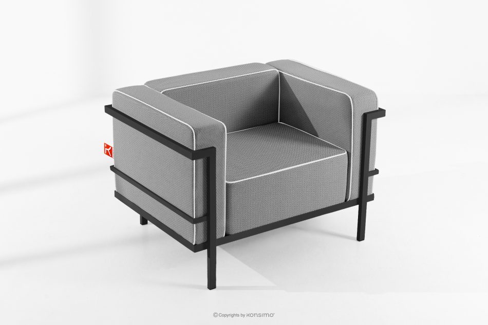 TRIGLO Gartenmöbel-Set 2x Sessel, Zweisitzer-Sofa, Tisch dunkelgrau/schwarz/weiß dunkelgrau/schwarz/weiß - Foto 17