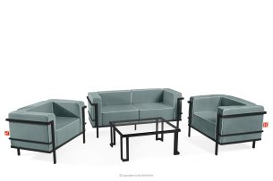 TRIGLO, https://konsimo.de/kollektion/triglo/ Gartenmöbel-Set 2x Sessel, Zweisitzer-Sofa, Tisch dunkelgrau/dunkelgrün/weiß dunkelgrau/dunkelgrün/weiß - Foto