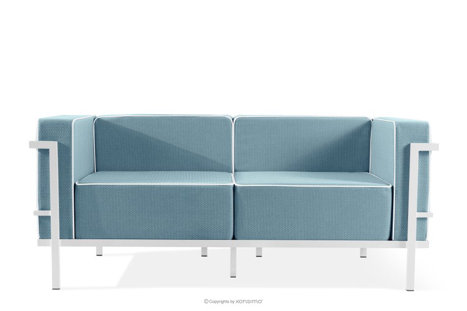 TRIGLO Gartenmöbel-Set 2x Sessel, Zweisitzer-Sofa, Tisch weiß/meerblau/weiß weiß/marineblau/weiß - Foto 2