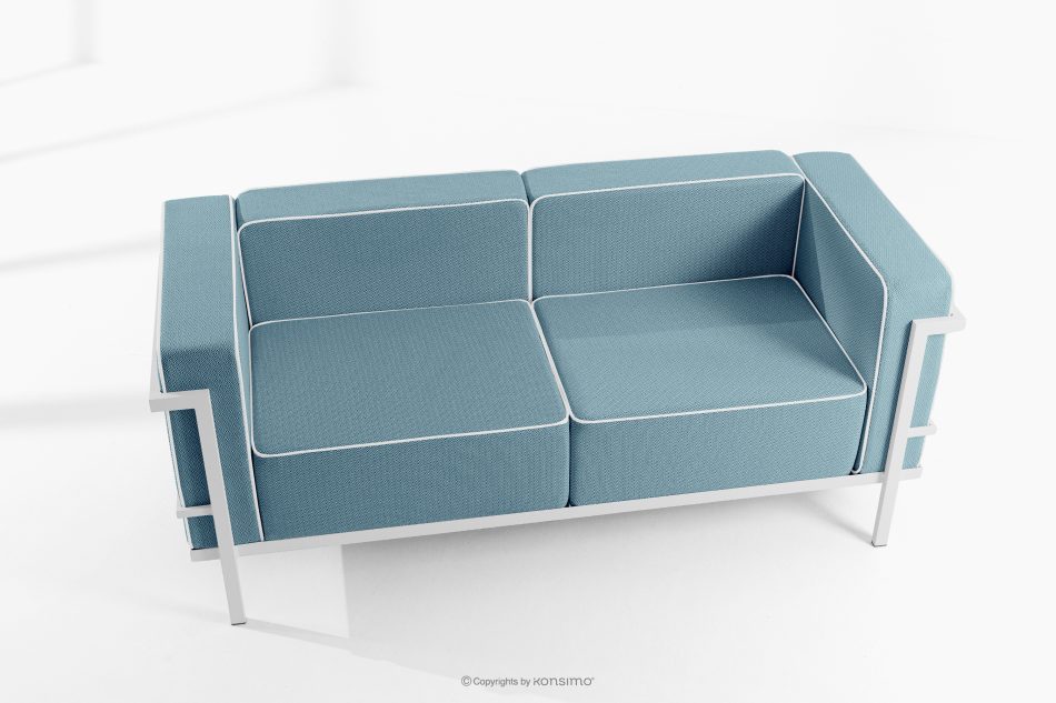 TRIGLO Gartenmöbel-Set 2x Sessel, Zweisitzer-Sofa, Tisch weiß/meerblau/weiß weiß/marineblau/weiß - Foto 1