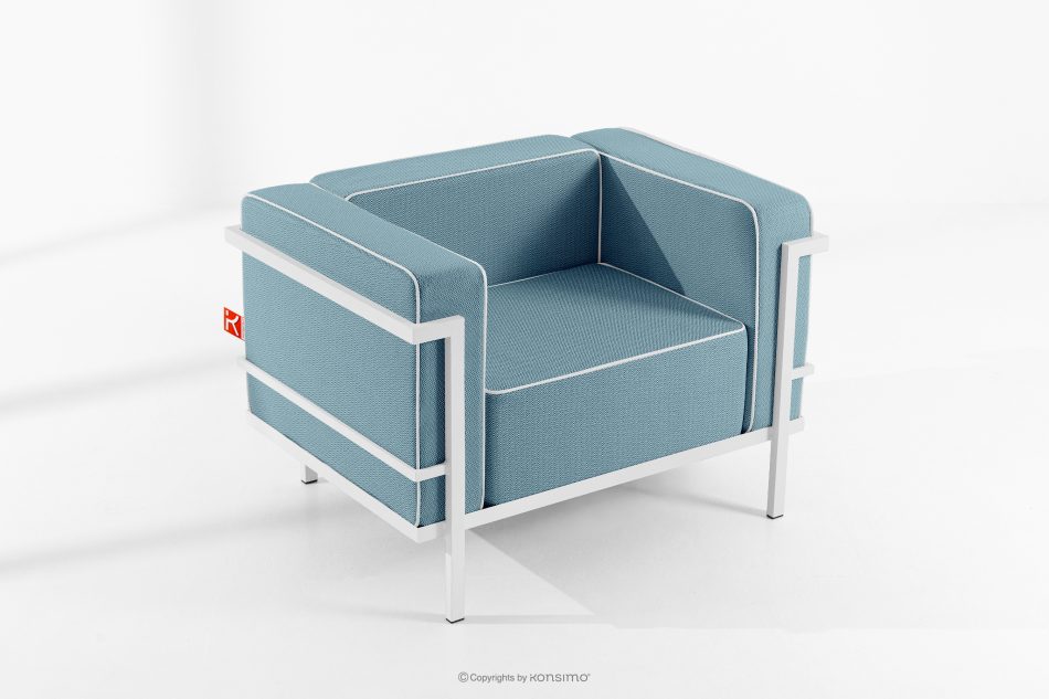 TRIGLO Gartenmöbel-Set 2x Sessel, Zweisitzer-Sofa, Tisch weiß/meerblau/weiß weiß/marineblau/weiß - Foto 17