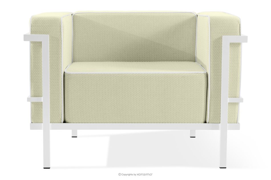 TRIGLO Gartenmöbel-Set 2x Sessel, Zweisitzer-Sofa, Tisch weiß/hellgrün/weiß weiß/hellgrün/weiß - Foto 5