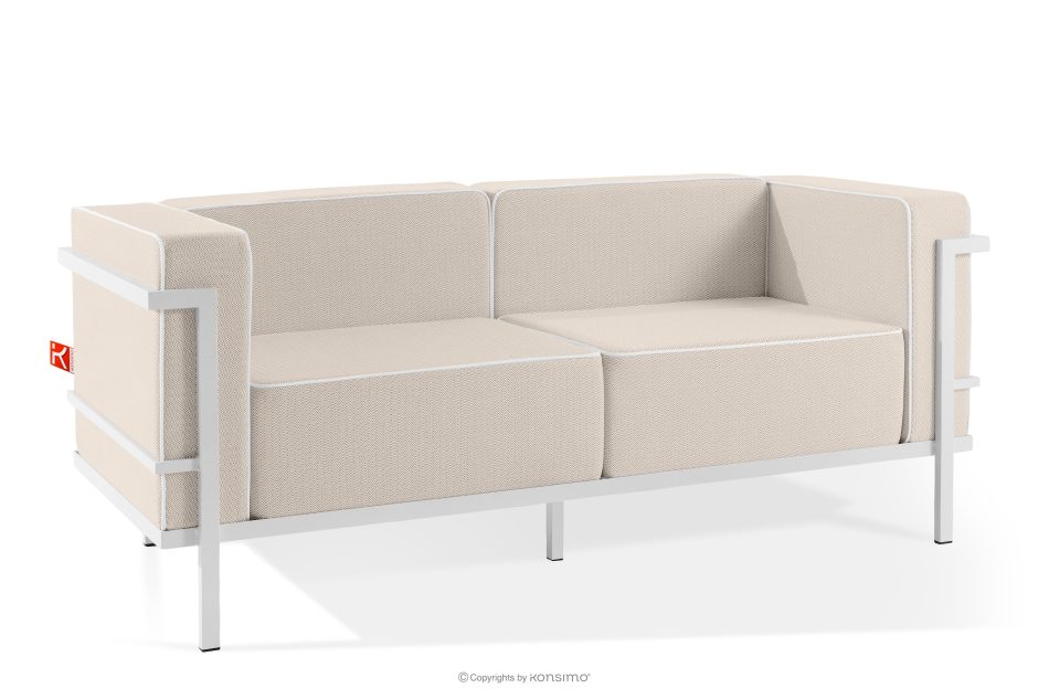 TRIGLO Gartenmöbel-Set 2x Sessel, Zweisitzer-Sofa, Tisch weiß/dunkelbeige/weiß weiß/dunkelbeige/weiß - Foto 3