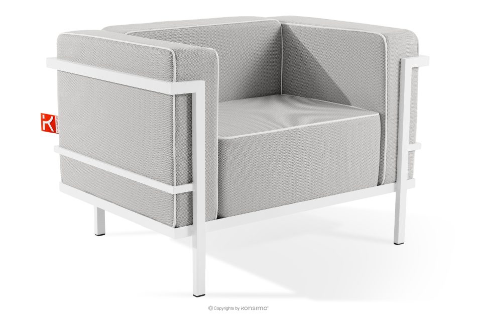 TRIGLO Gartenmöbel-Set 2x Sessel, Zweisitzer-Sofa, Tisch weiß/dunkelgrau/weiß weiß/dunkelgrau/weiß - Foto 6