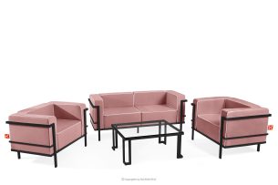 TRIGLO, https://konsimo.de/kollektion/triglo/ Gartenmöbel-Set 2x Sessel, Zweisitzer-Sofa, Tisch dunkelgrau/rot/weiß dunkelgrau/rot/weiß - Foto