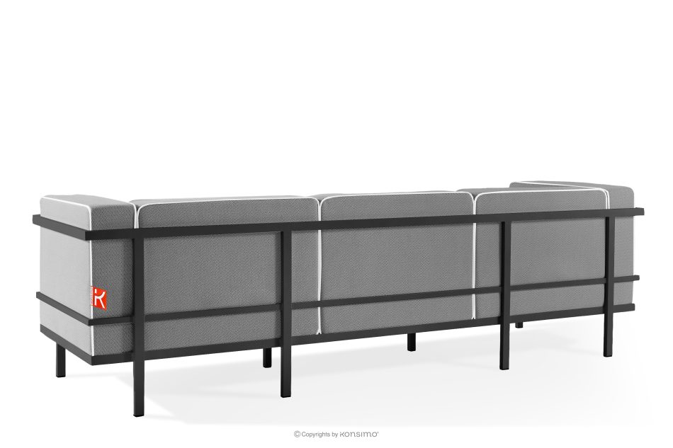 TRIGLO Gartenmöbel-Set 2x Sessel, Dreisitzer-Sofa, Tisch dunkelgrau/schwarz/weiß dunkelgrau/schwarz/weiß - Foto 4