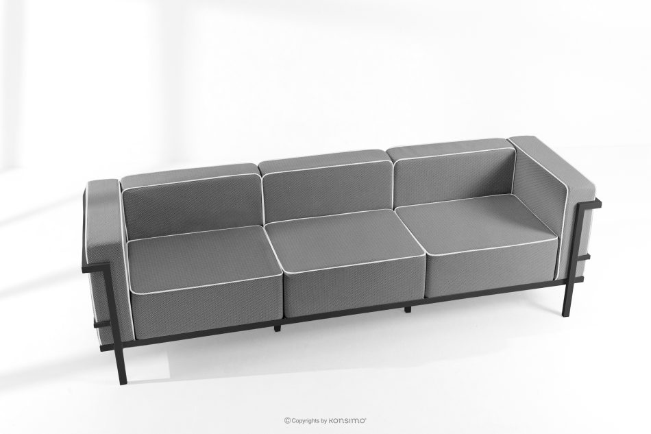 TRIGLO Gartenmöbel-Set 2x Sessel, Dreisitzer-Sofa, Tisch dunkelgrau/schwarz/weiß dunkelgrau/schwarz/weiß - Foto 1