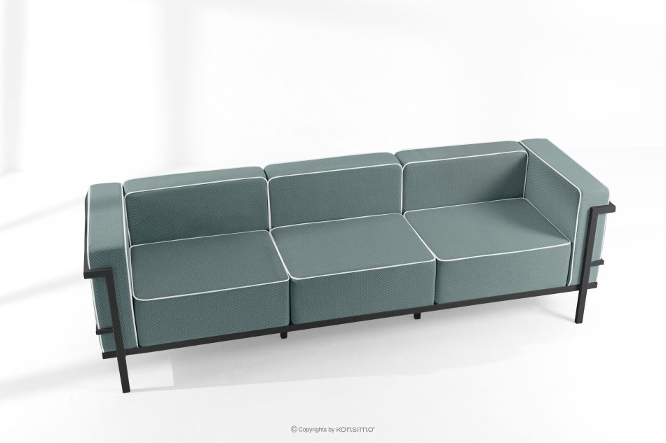 TRIGLO Gartenmöbel-Set 2x Sessel, Dreisitzer-Sofa, Tisch dunkelgrau/dunkelgrün/weiß dunkelgrau/dunkelgrün/weiß - Foto 1