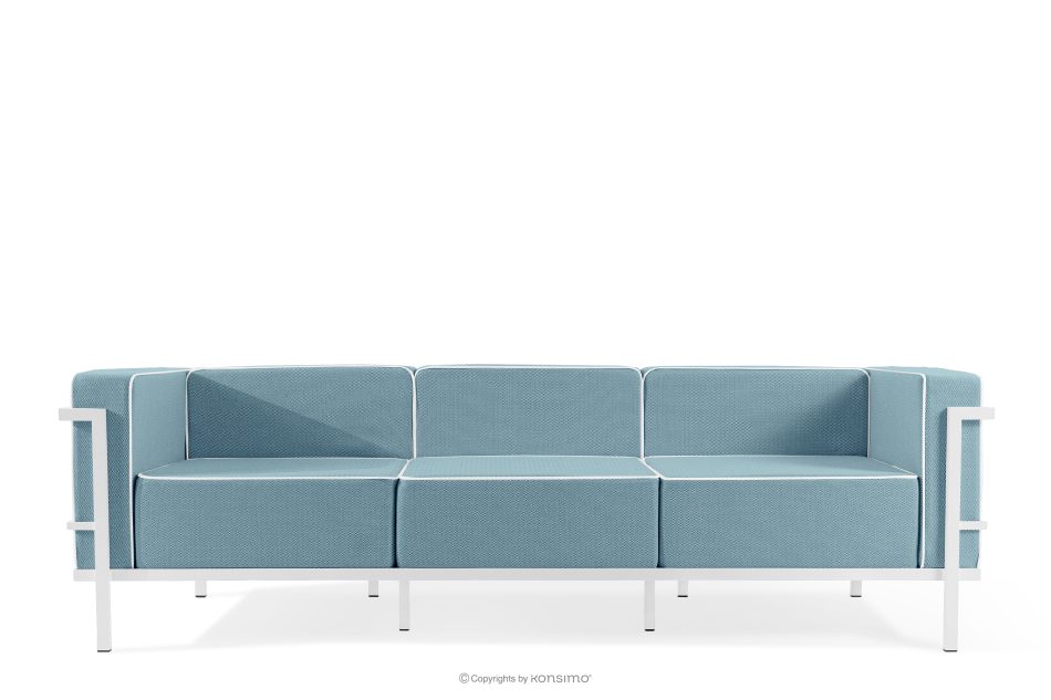 TRIGLO Gartenmöbel-Set 2x Sessel, Dreisitzer-Sofa, Tisch weiß/meerblau/weiß weiß/marineblau/weiß - Foto 2