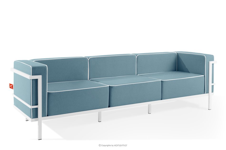 TRIGLO Gartenmöbel-Set 2x Sessel, Dreisitzer-Sofa, Tisch weiß/meerblau/weiß weiß/marineblau/weiß - Foto 3