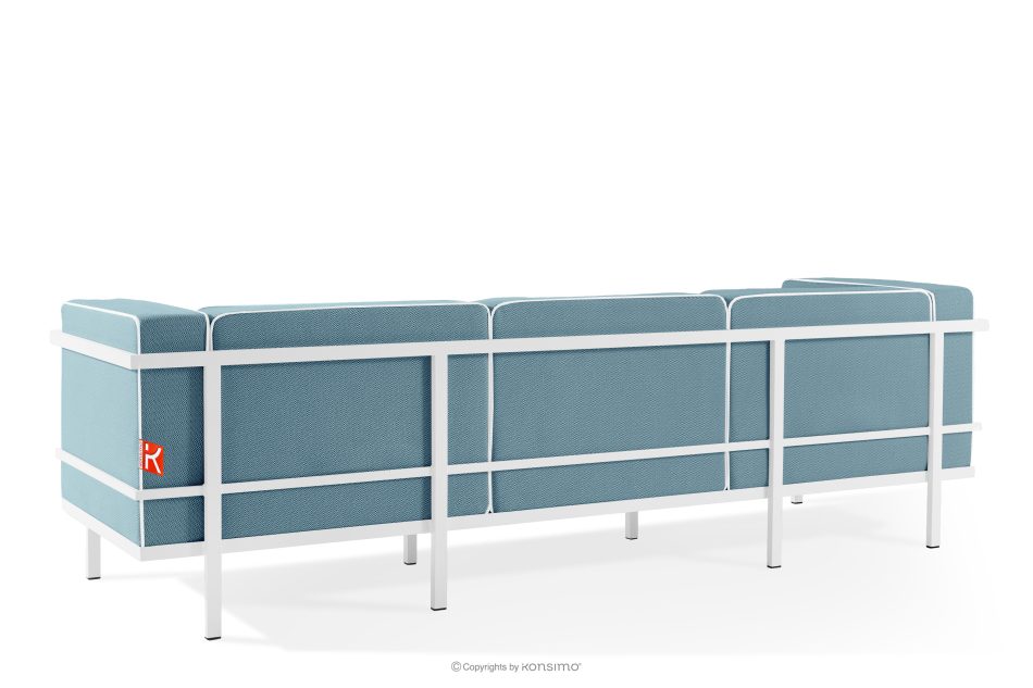 TRIGLO Gartenmöbel-Set 2x Sessel, Dreisitzer-Sofa, Tisch weiß/meerblau/weiß weiß/marineblau/weiß - Foto 4