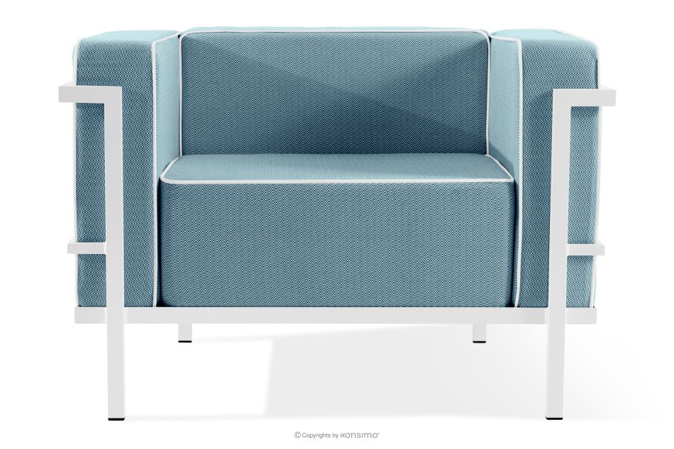 TRIGLO Gartenmöbel-Set 2x Sessel, Dreisitzer-Sofa, Tisch weiß/meerblau/weiß weiß/marineblau/weiß - Foto 5