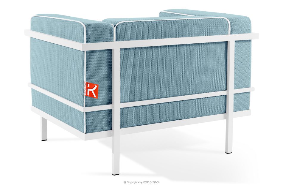 TRIGLO Gartenmöbel-Set 2x Sessel, Dreisitzer-Sofa, Tisch weiß/meerblau/weiß weiß/marineblau/weiß - Foto 7