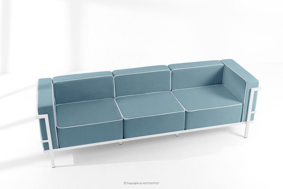 TRIGLO Gartenmöbel-Set 2x Sessel, Dreisitzer-Sofa, Tisch weiß/meerblau/weiß weiß/marineblau/weiß - Foto 1