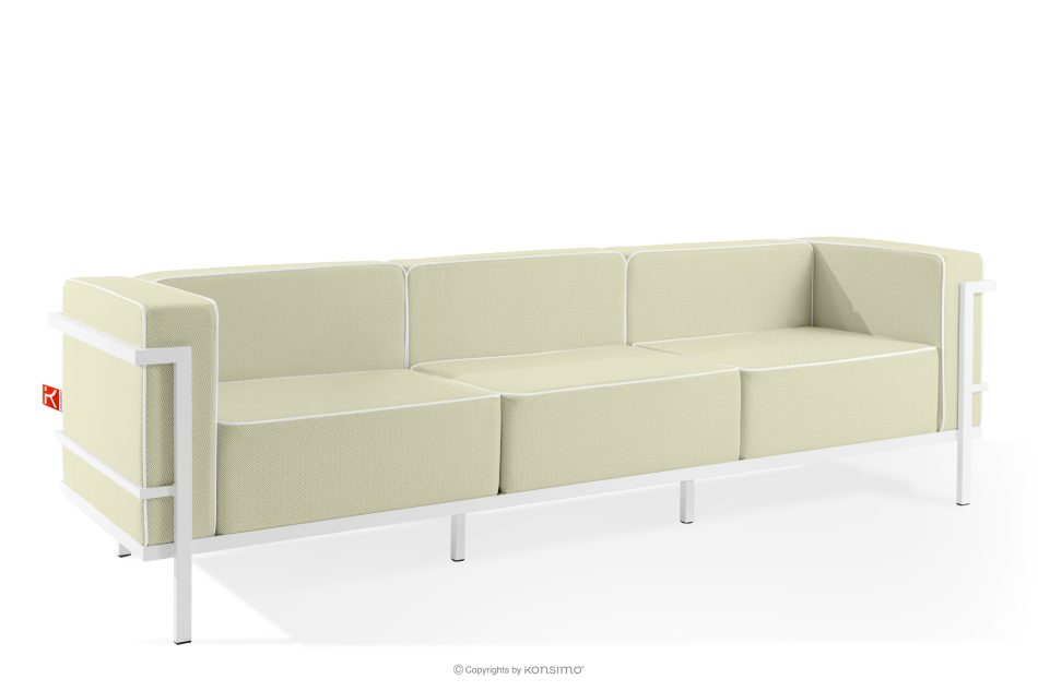 TRIGLO Gartenmöbel-Set 2x Sessel, Dreisitzer-Sofa, Tisch weiß/hellgrün/weiß weiß/hellgrün/weiß - Foto 3