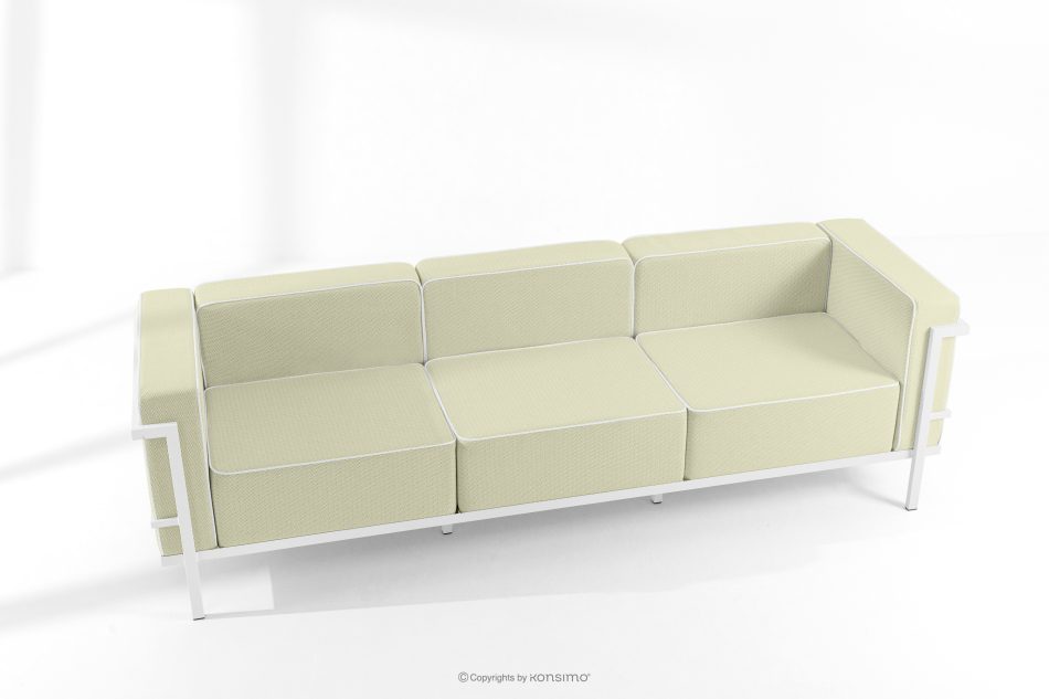 TRIGLO Gartenmöbel-Set 2x Sessel, Dreisitzer-Sofa, Tisch weiß/hellgrün/weiß weiß/hellgrün/weiß - Foto 1