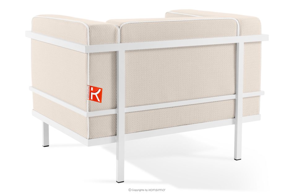 TRIGLO Gartenmöbel-Set 2x Sessel, Dreisitzer-Sofa, Tisch weiß/dunkelbeige/weiß weiß/dunkelbeige/weiß - Foto 7