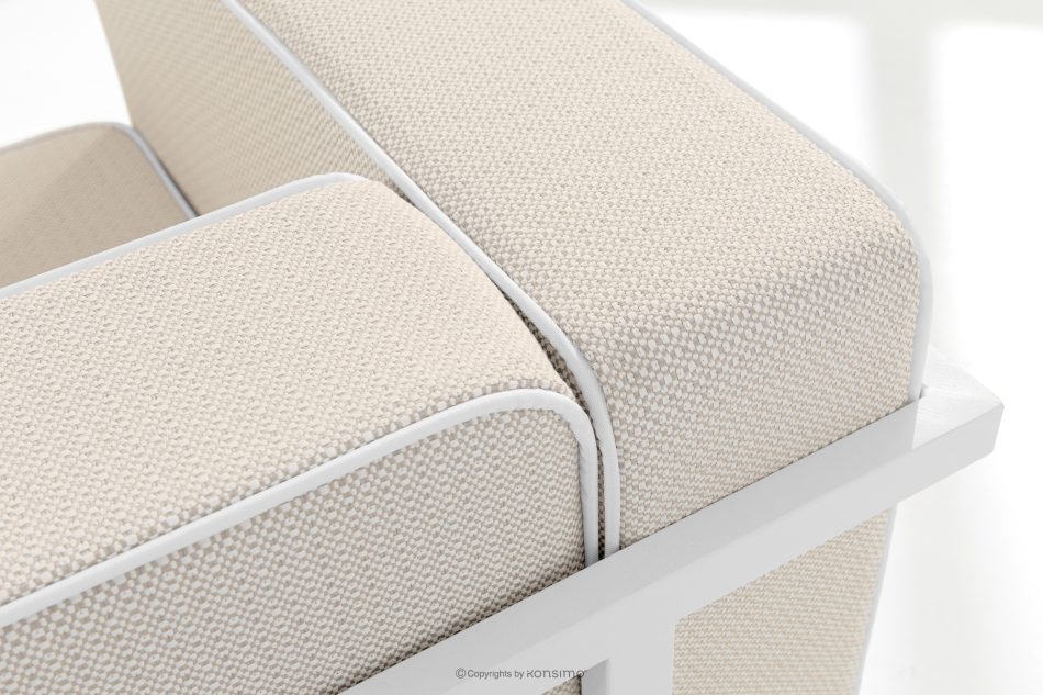 TRIGLO Gartenmöbel-Set 2x Sessel, Dreisitzer-Sofa, Tisch weiß/dunkelbeige/weiß weiß/dunkelbeige/weiß - Foto 9