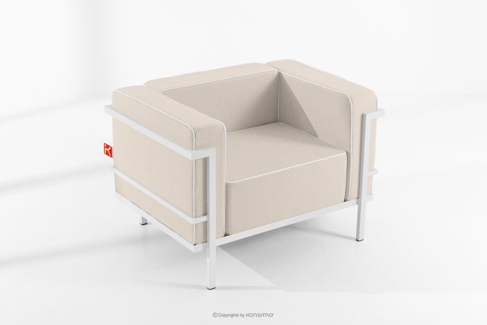 TRIGLO Gartenmöbel-Set 2x Sessel, Dreisitzer-Sofa, Tisch weiß/dunkelbeige/weiß weiß/dunkelbeige/weiß - Foto 17