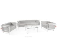 Gartenmöbel-Set 2x Sessel, Dreisitzer-Sofa, Tisch weiß/dunkelgrau/weiß
