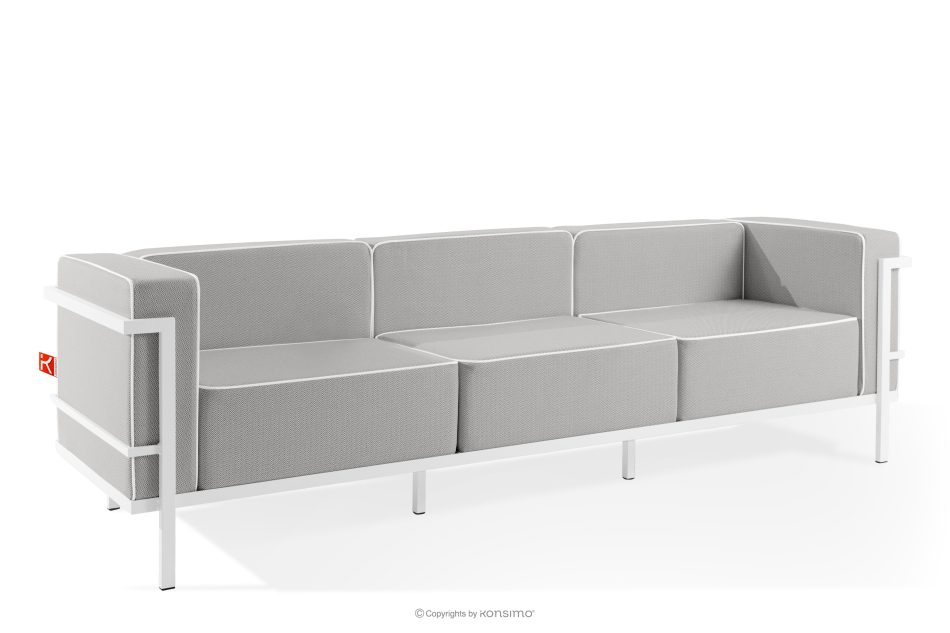 TRIGLO Gartenmöbel-Set 2x Sessel, Dreisitzer-Sofa, Tisch weiß/dunkelgrau/weiß weiß/dunkelgrau/weiß - Foto 3