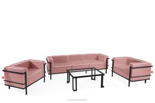 TRIGLO, https://konsimo.de/kollektion/triglo/ Gartenmöbel-Set 2x Sessel, Dreisitzer-Sofa, Tisch dunkelgrau/rot/weiß dunkelgrau/rot/weiß - Foto