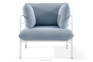 RAMBE, https://konsimo.de/kollektion/rambe/ Loft-Gartenstuhl mit Metallbeinen, weiß/marineblau/weiß weiß/marineblau/weiß - Foto