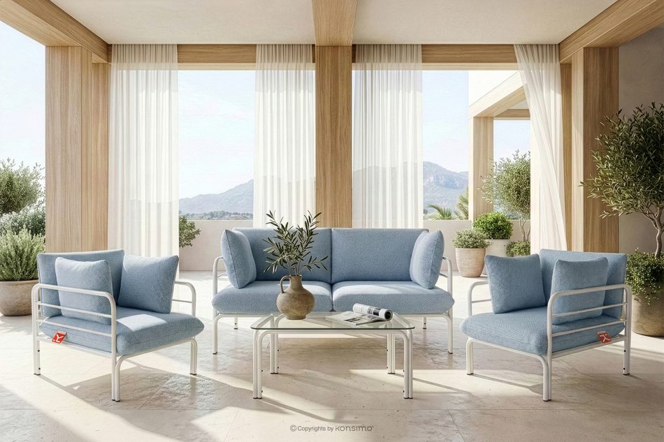 RAMBE Loft-Gartensofa 2 auf Metallbeinen weiß/marineblau/weiß weiß/marineblau/weiß - Foto 10