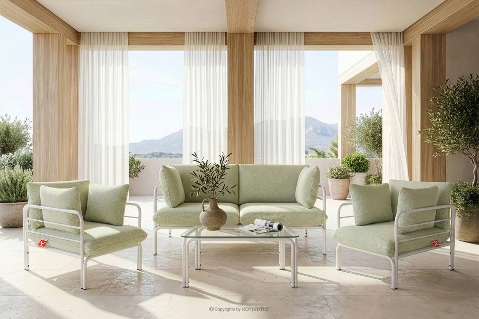 RAMBE Loft-Gartensofa 2 auf Metallbeinen weiß/hellgrün/weiß weiß/hellgrün/weiß - Foto 10