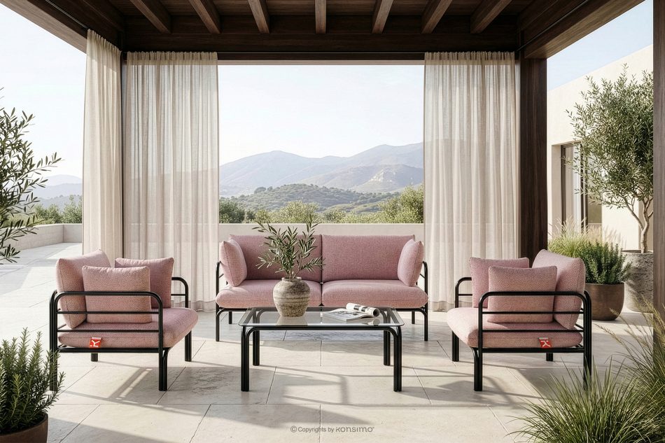 RAMBE Loft-Gartensofa 2 auf Metallbeinen anthrazit/rot/weiß anthrazit/rot/weiß - Foto 10