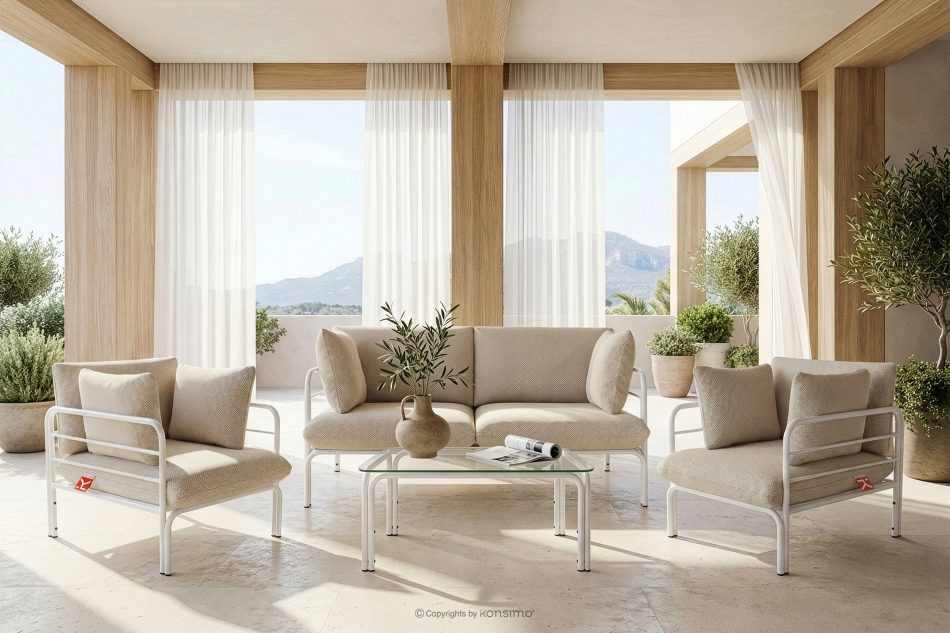 RAMBE Loft-Gartensofa 2 auf Metallbeinen weiß/beige/weiß weiß/beige/weiß - Foto 10