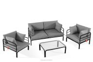 Gartenmöbel-Set 2x Sessel, Zweisitzer-Sofa, Tisch anthrazit/schwarz/weiß