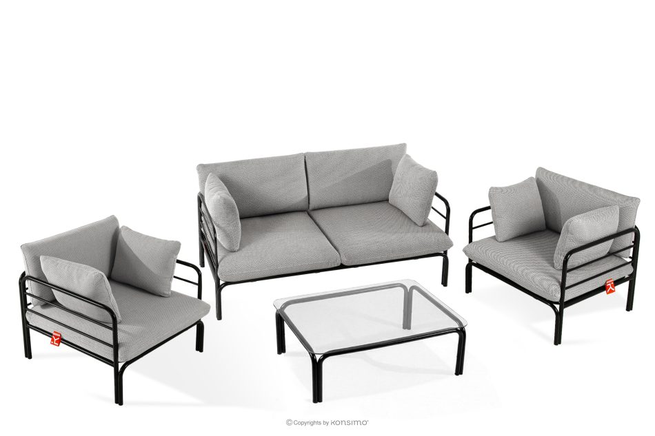 RAMBE Gartenmöbel-Set 2x Sessel, Zweisitzer-Sofa, Tisch anthrazit/dunkelgrau/weiß anthrazit/dunkelgrau/weiß - Foto 0