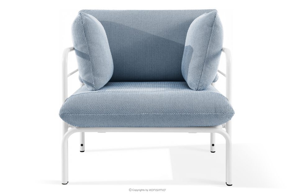 RAMBE Gartenmöbel-Set 2x Sessel, Zweisitzer-Sofa, Tisch weiß/marineblau/weiß weiß/meerblau/weiß - Foto 5