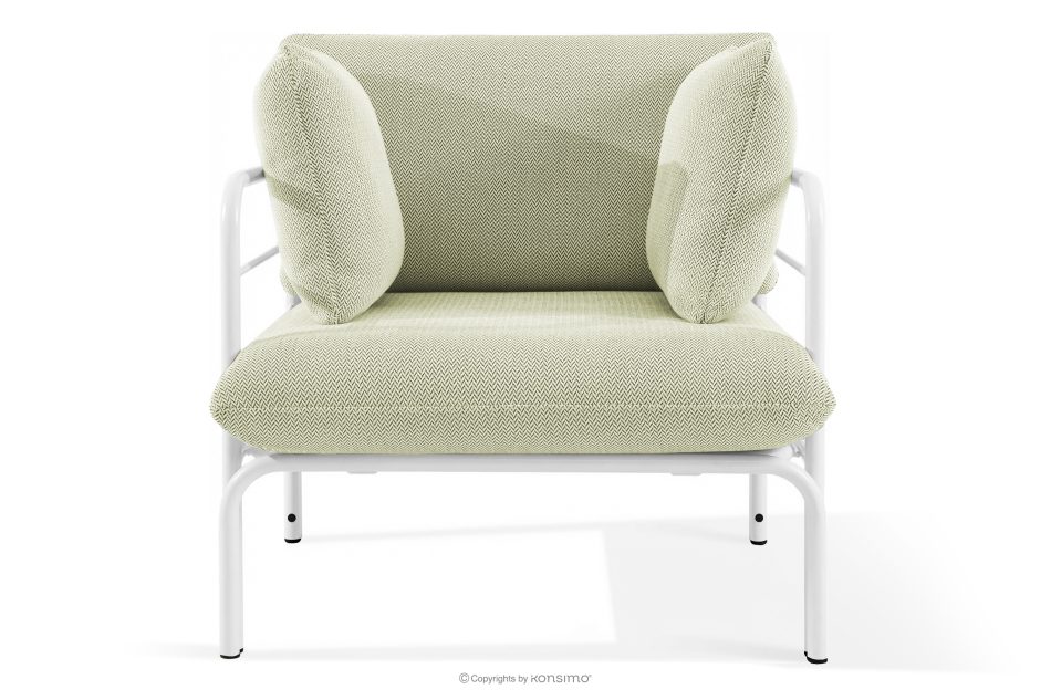 RAMBE Gartenmöbel-Set 2x Sessel, Zweisitzer-Sofa, Tisch weiß/hellgrün/weiß weiß/hellgrün/weiß - Foto 5