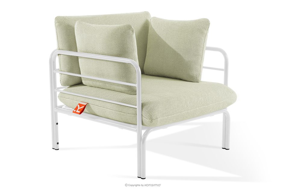 RAMBE Gartenmöbel-Set 2x Sessel, Zweisitzer-Sofa, Tisch weiß/hellgrün/weiß weiß/hellgrün/weiß - Foto 6