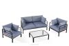 RAMBE Gartenmöbel-Set 2x Sessel, Zweisitzer-Sofa, Tisch anthrazit/marineblau/weiß anthrazit/marineblau/weiß - Foto 1