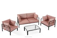 Gartenmöbel-Set 2x Sessel, Zweisitzer-Sofa, Tisch anthrazit/rot/weiß