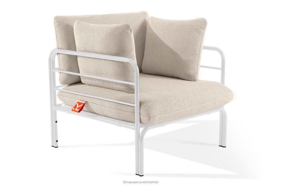 RAMBE Gartenmöbel-Set 2x Sessel, Zweisitzer-Sofa, Tisch weiß/beige/weiß weiß/beige/weiß - Foto 6