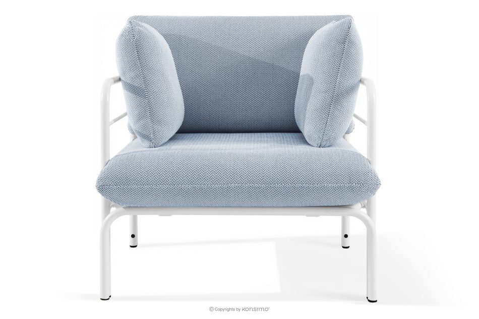 RAMBE Gartenmöbel-Set 2x Sessel, Zweisitzer-Sofa, Tisch weiß/hellblau/weiß weiß/hellblau/weiß - Foto 5