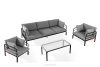 RAMBE Gartenmöbel-Set 2x Sessel, Dreisitzer-Sofa, Tisch anthrazit/schwarz/weiß anthrazit/schwarz/weiß - Foto 1