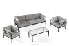 Gartenmöbel-Set 2x Sessel, Dreisitzer-Sofa, Tisch anthrazit/dunkelgrau/weiß