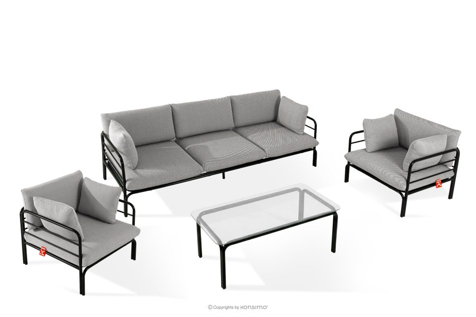 RAMBE Gartenmöbel-Set 2x Sessel, Dreisitzer-Sofa, Tisch anthrazit/dunkelgrau/weiß anthrazit/dunkelgrau/weiß - Foto 0