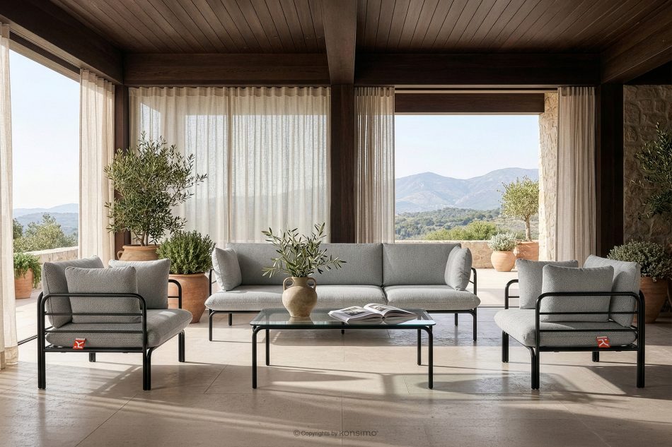 RAMBE Gartenmöbel-Set 2x Sessel, Dreisitzer-Sofa, Tisch anthrazit/dunkelgrau/weiß anthrazit/dunkelgrau/weiß - Foto 18