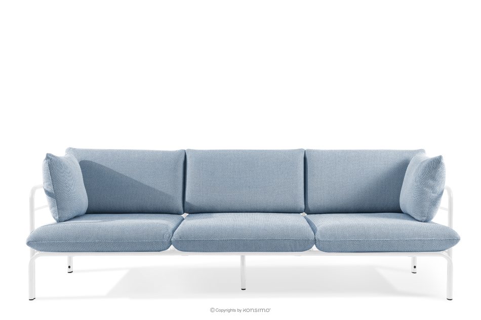 RAMBE Gartenmöbel-Set 2x Sessel, Dreisitzer-Sofa, Tisch weiß/marineblau/weiß weiß/meerblau/weiß - Foto 2