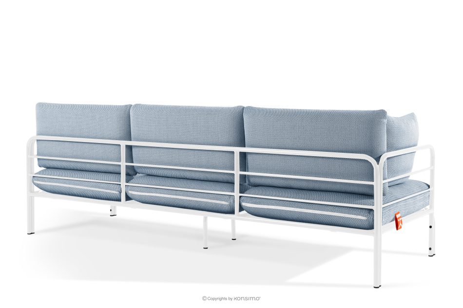 RAMBE Gartenmöbel-Set 2x Sessel, Dreisitzer-Sofa, Tisch weiß/marineblau/weiß weiß/meerblau/weiß - Foto 4