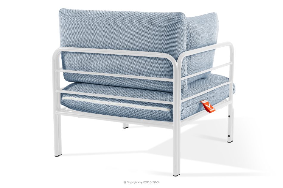 RAMBE Gartenmöbel-Set 2x Sessel, Dreisitzer-Sofa, Tisch weiß/marineblau/weiß weiß/meerblau/weiß - Foto 7